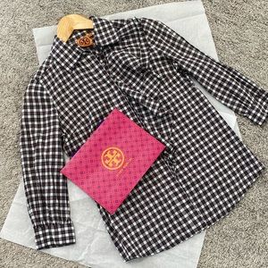 Tory Burch button down plaid shirt